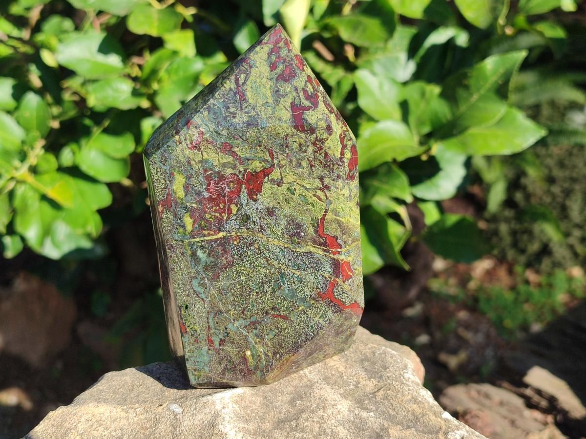 Polished Bastite Dragonsblood Stone Sphere and Crystal Point x 2 From Tshipise, South Africa - Toprock Gemstones and Minerals 