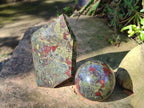 Polished Bastite Dragonsblood Stone Sphere and Crystal Point x 2 From Tshipise, South Africa - Toprock Gemstones and Minerals 
