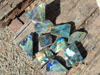 Polished One Side Labradorite Slices x 35 From Madagascar - Toprock Gemstones and Minerals 