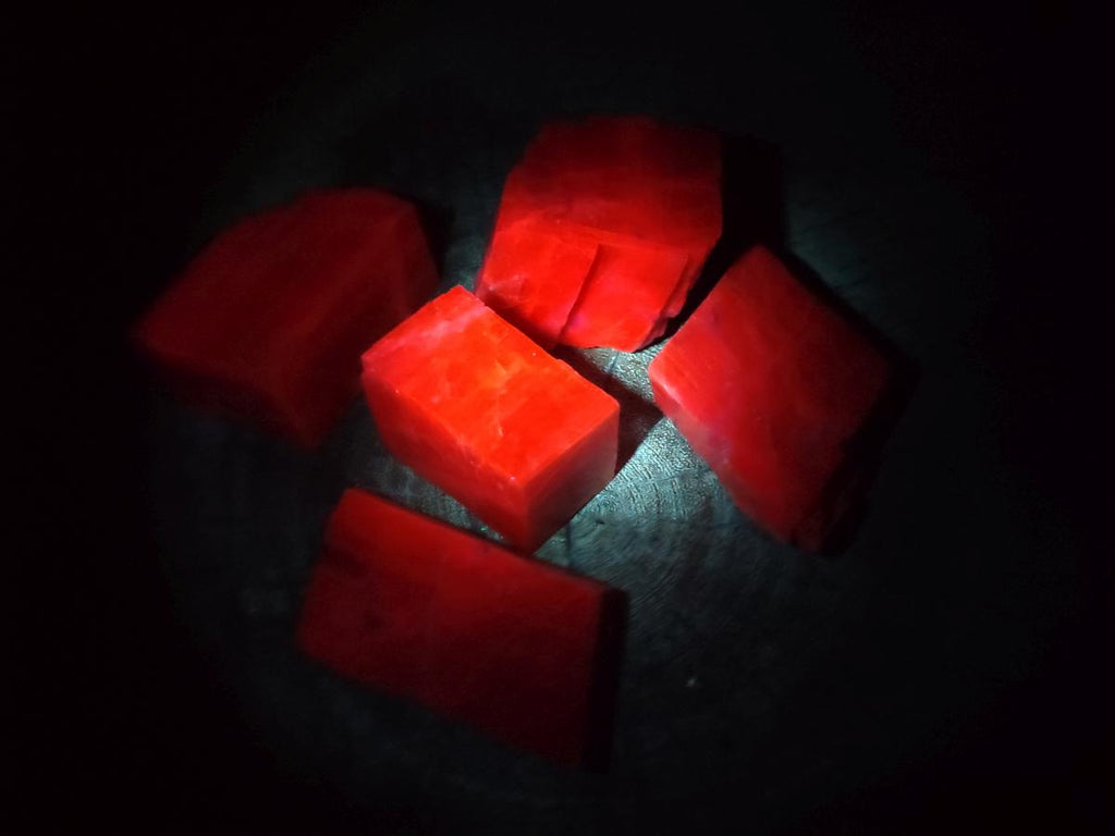 Natural Rhombohedral Sunset Orange Calcite Specimens x 12 From Spitzkop, Namibia - Toprock Gemstones and Minerals 