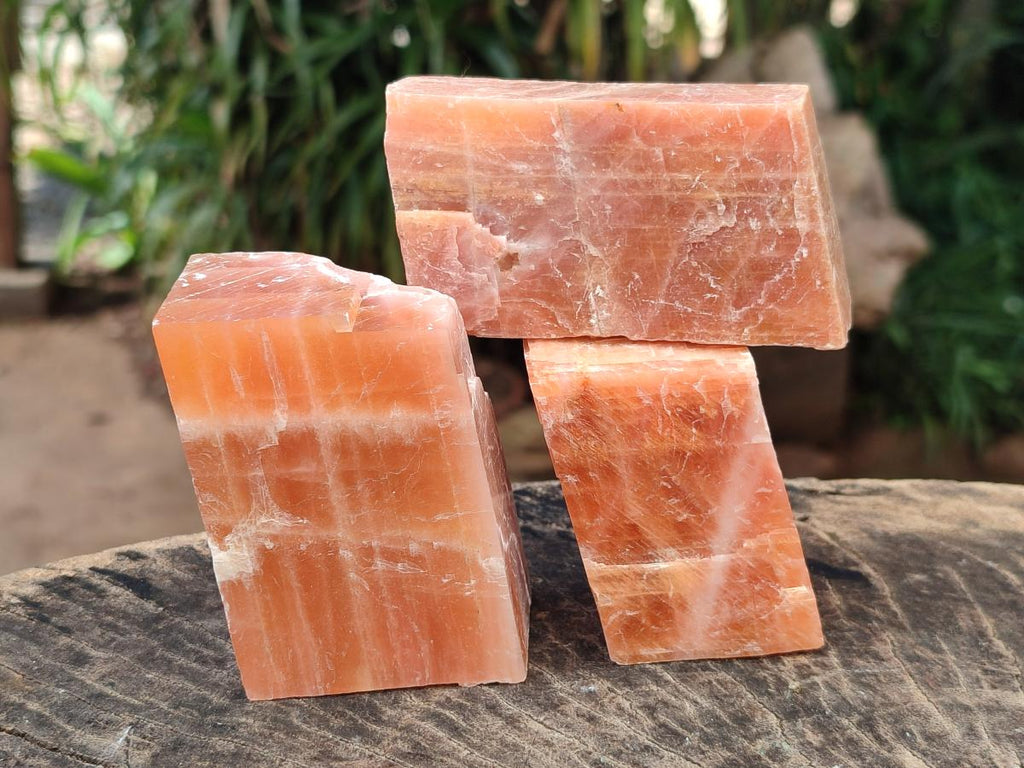 Natural Rhombohedral Sunset Orange Calcite Specimens x 12 From Spitzkop, Namibia - Toprock Gemstones and Minerals 