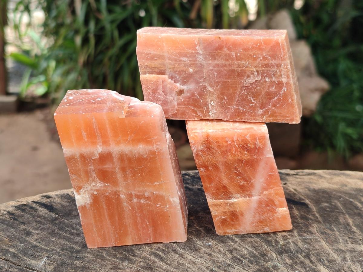 Natural Rhombohedral Sunset Orange Calcite Specimens x 12 From Spitzkop, Namibia - Toprock Gemstones and Minerals 