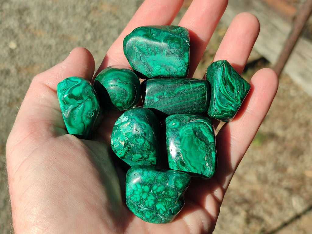 Polished Flower Banded Malachite Free Forms x 70 From Congo - Toprock Gemstones and Minerals 