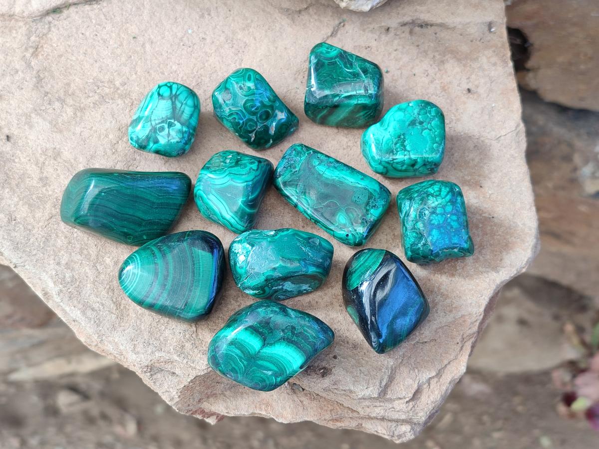 Polished Flower Banded Malachite Free Forms x 70 From Congo - Toprock Gemstones and Minerals 