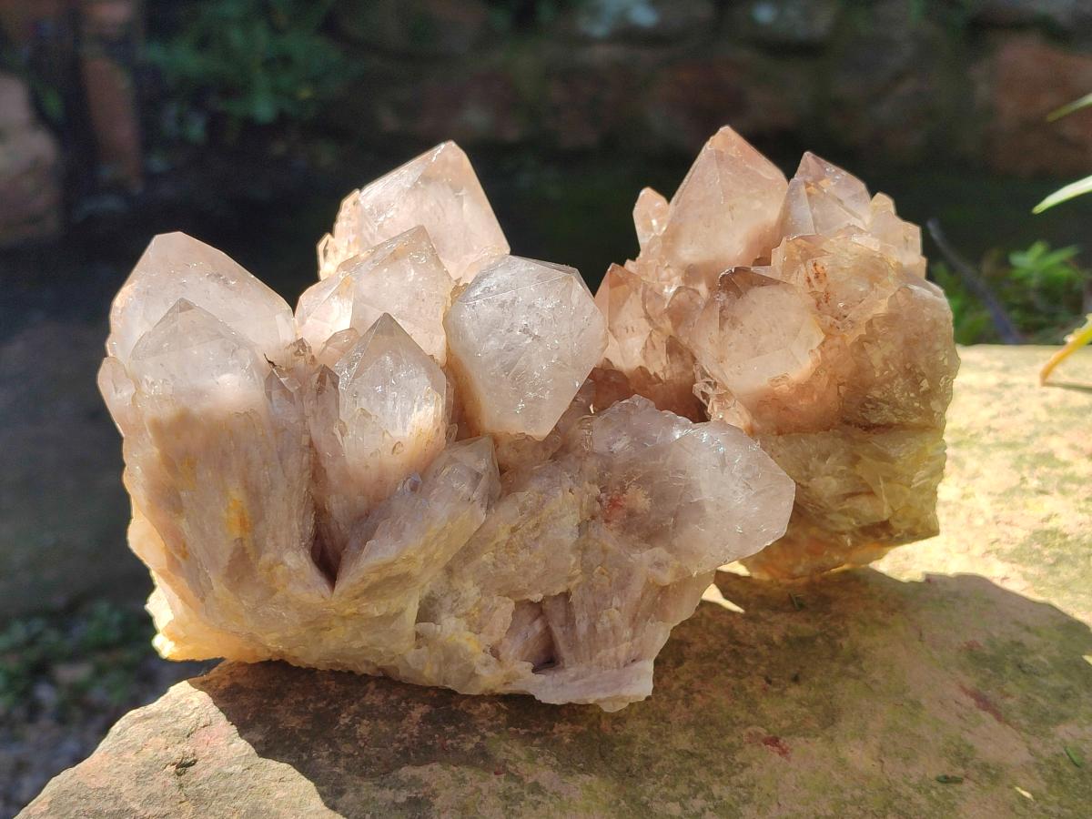 Natural Cascading White Phantom Smokey Luena Quartz Clusters x 3 From Luena, Congo - Toprock Gemstones and Minerals 
