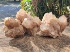 Natural Cascading White Phantom Smokey Luena Quartz Clusters x 3 From Luena, Congo - Toprock Gemstones and Minerals 