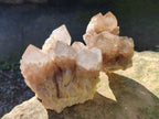 Natural Cascading White Phantom Smokey Luena Quartz Clusters x 3 From Luena, Congo - Toprock Gemstones and Minerals 