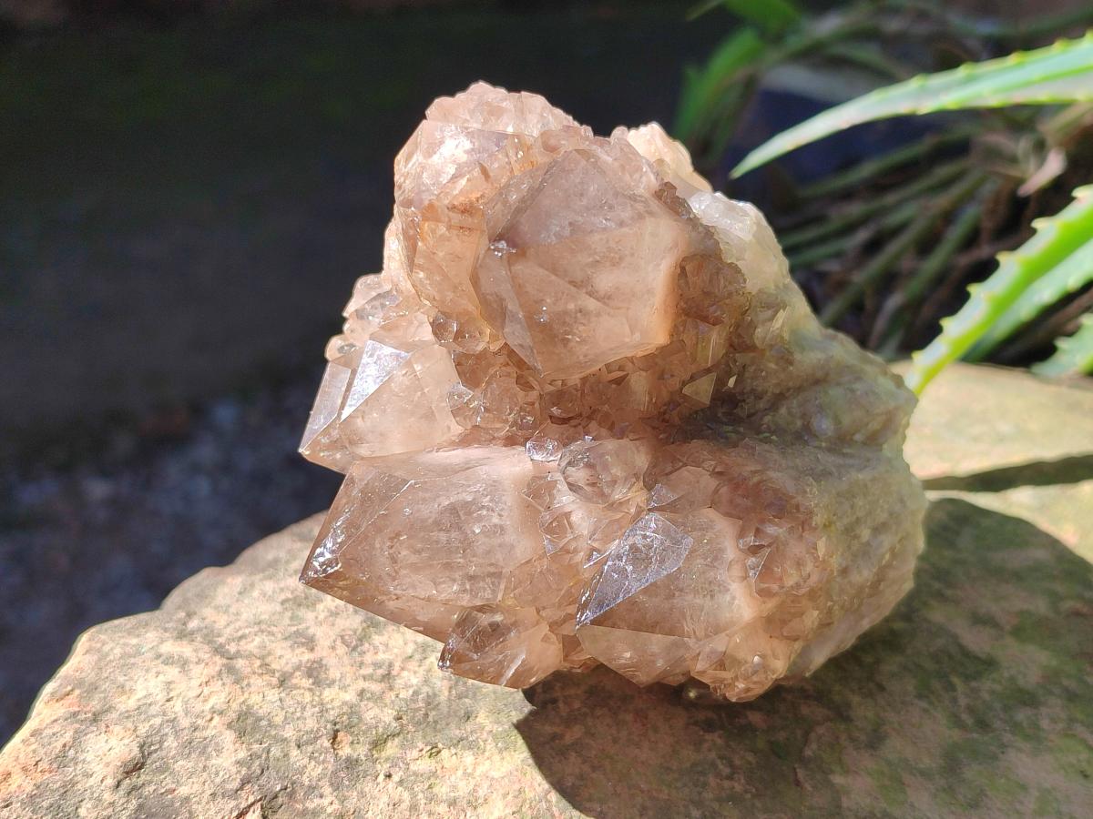 Natural Cascading White Phantom Smokey Luena Quartz Clusters x 3 From Luena, Congo - Toprock Gemstones and Minerals 