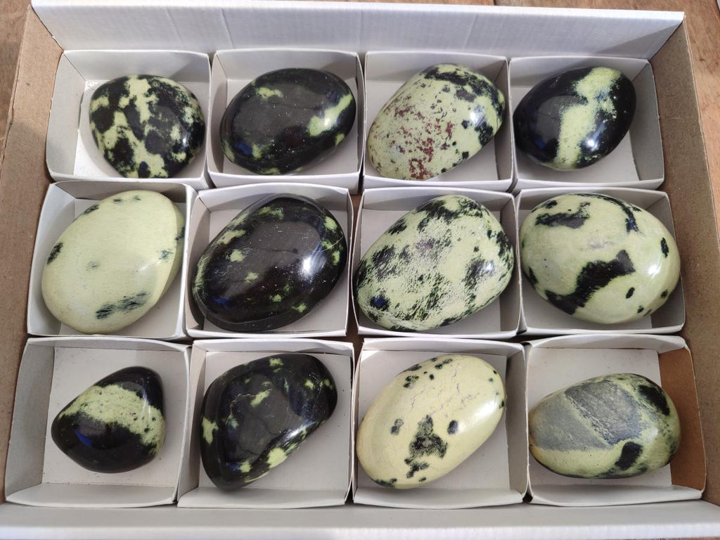 Polished Leopard Stone Palm Stones x 6 From Zimbabwe - Toprock Gemstones and Minerals 