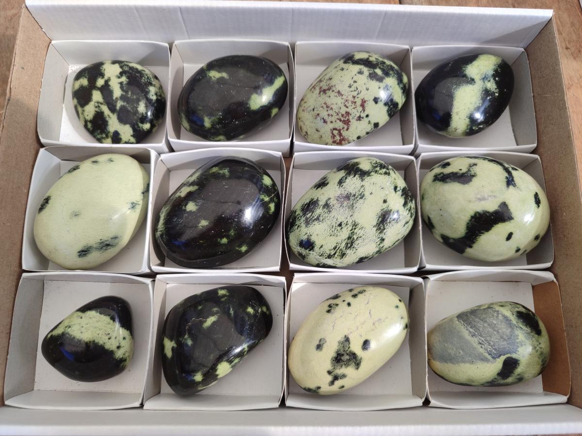Polished Leopard Stone Palm Stones x 6 From Zimbabwe - Toprock Gemstones and Minerals 