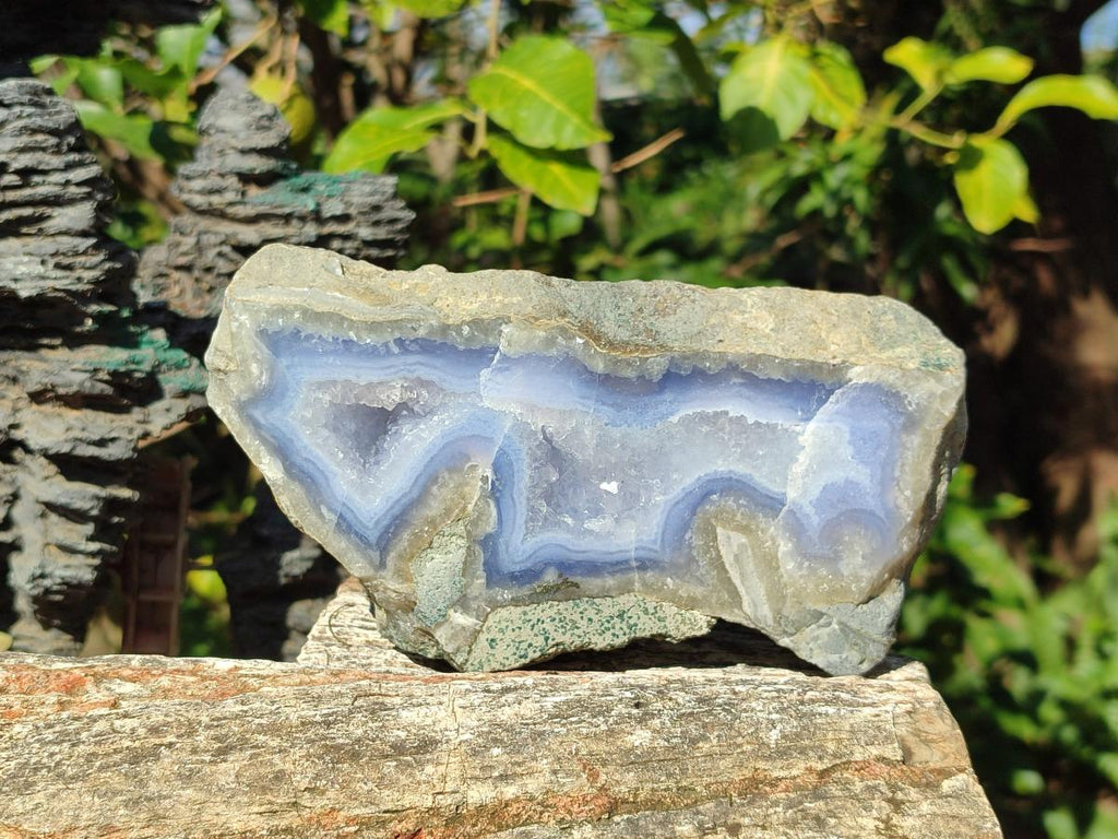 Polished On One Side Blue Lace Agate Geodes x 3 From Nsanje, Malawi - Toprock Gemstones and Minerals 