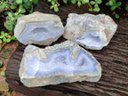 Polished On One Side Blue Lace Agate Geodes x 3 From Nsanje, Malawi - Toprock Gemstones and Minerals 