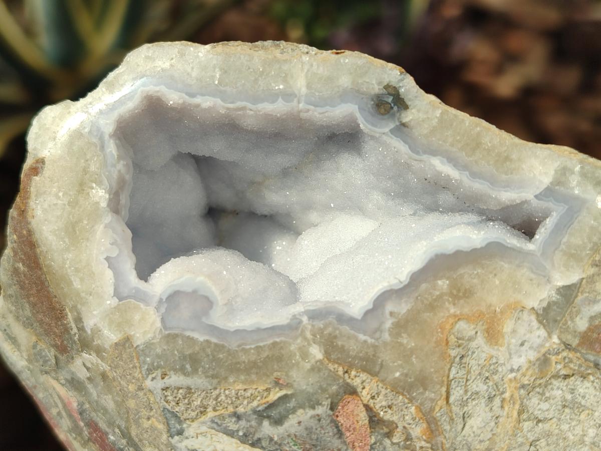 Polished On One Side Blue Lace Agate Geodes x 3 From Nsanje, Malawi - Toprock Gemstones and Minerals 