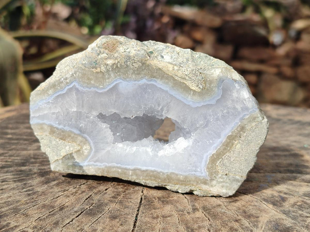 Polished On One Side Blue Lace Agate Geodes x 3 From Nsanje, Malawi - Toprock Gemstones and Minerals 