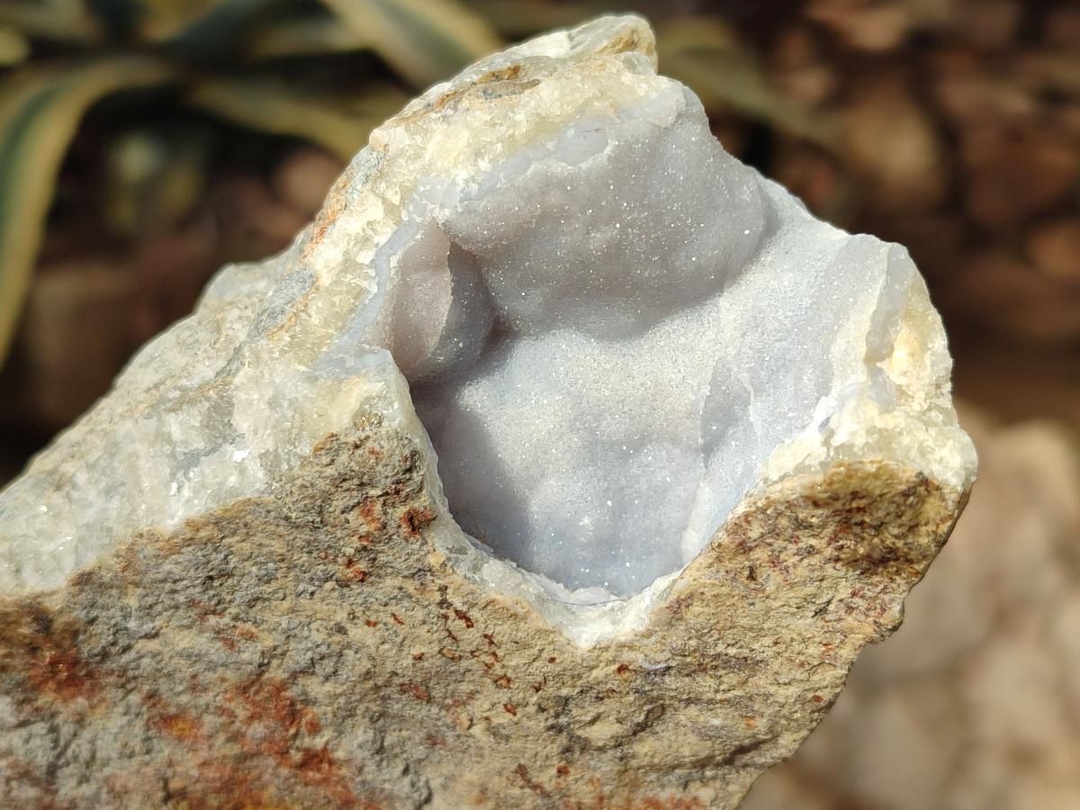 Polished On One Side Blue Lace Agate Geodes x 3 From Nsanje, Malawi - Toprock Gemstones and Minerals 