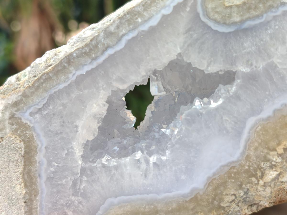 Polished On One Side Blue Lace Agate Geodes x 3 From Nsanje, Malawi - Toprock Gemstones and Minerals 