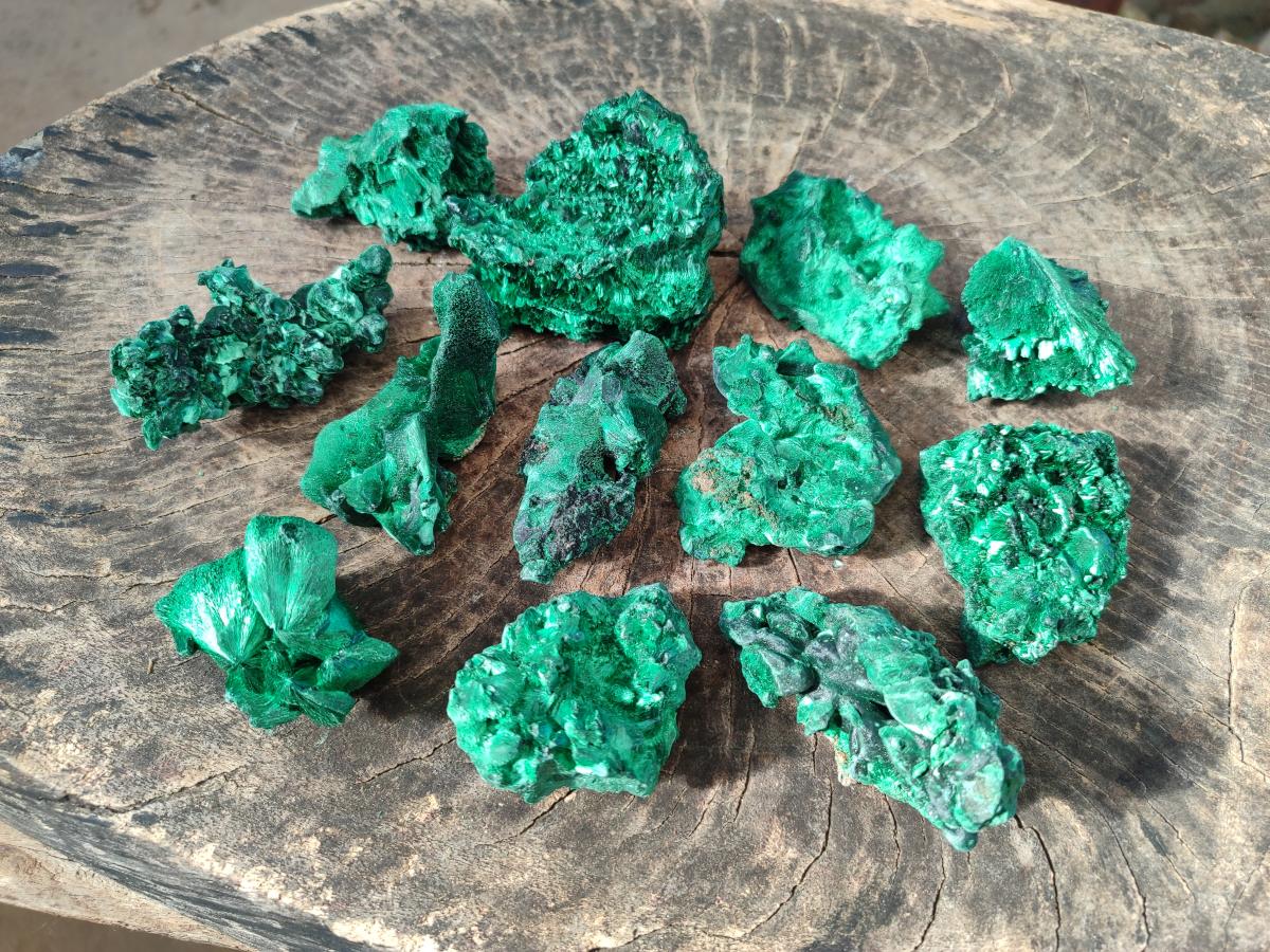 Natural Silky Malachite Specimens x 12 From Kasompe, Congo - Toprock Gemstones and Minerals 