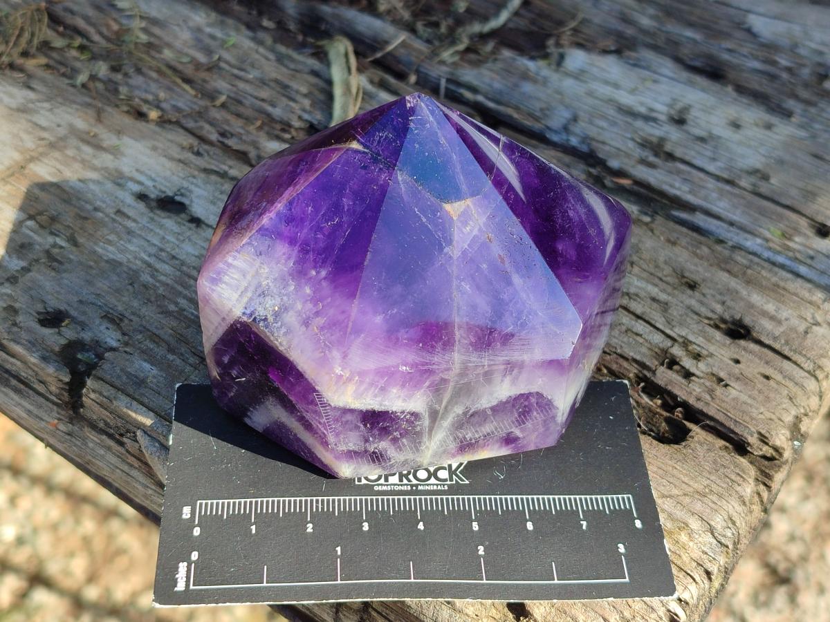 Polished Dark Chevron Amethyst Display Crystals Points x 3 From Zambia - Toprock Gemstones and Minerals 