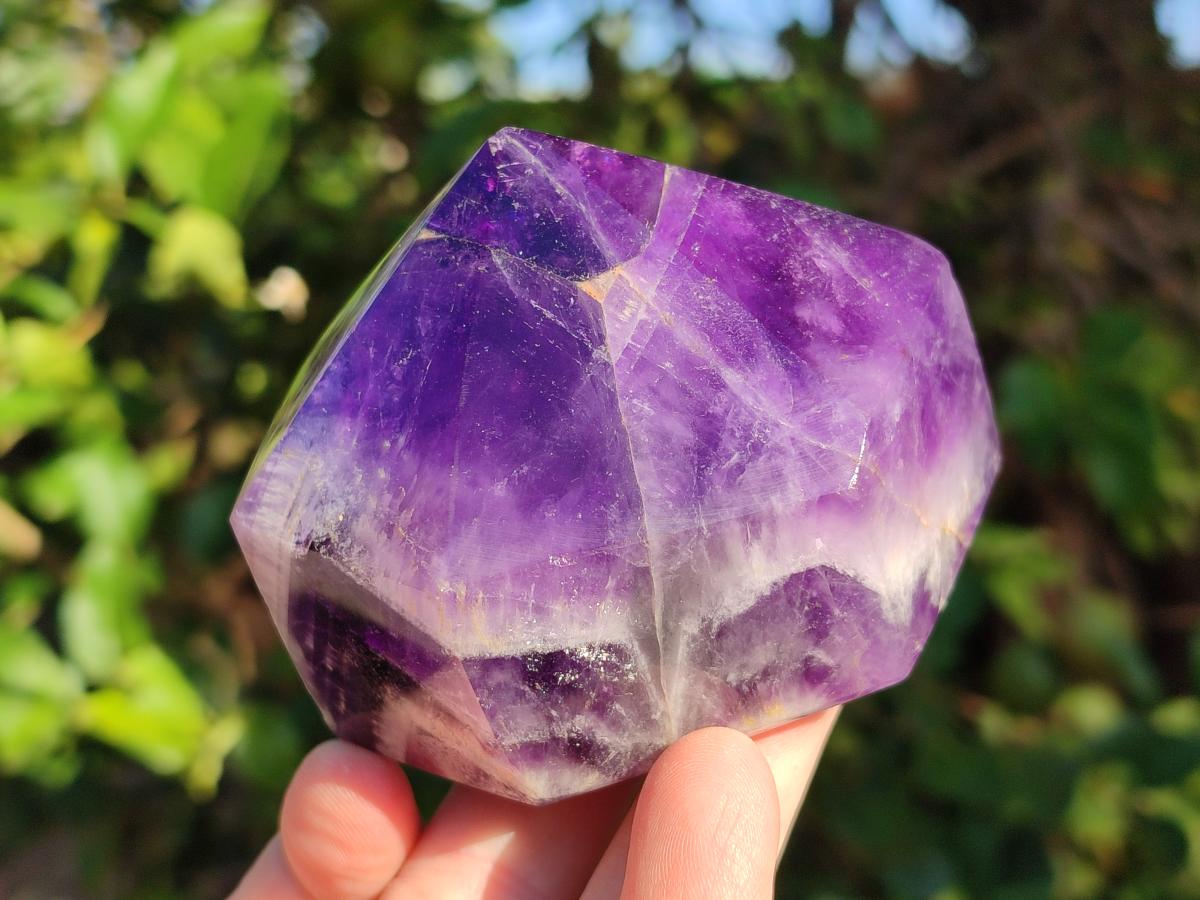 Polished Dark Chevron Amethyst Display Crystals Points x 3 From Zambia - Toprock Gemstones and Minerals 
