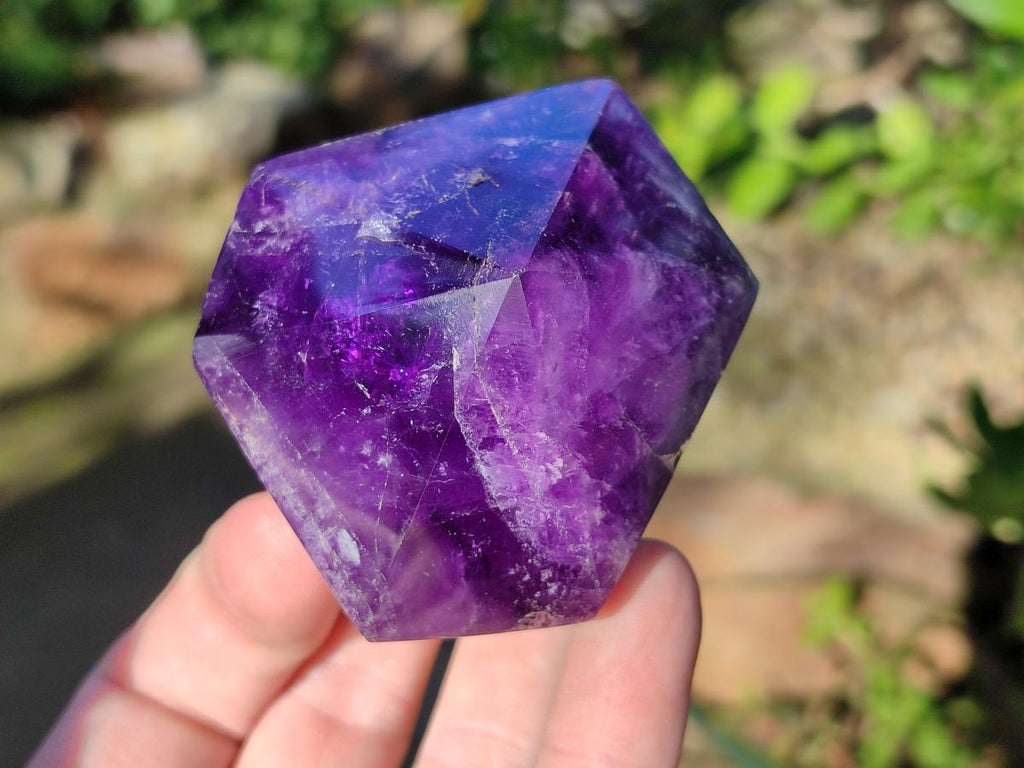 Polished Dark Chevron Amethyst Display Crystals Points x 3 From Zambia - Toprock Gemstones and Minerals 