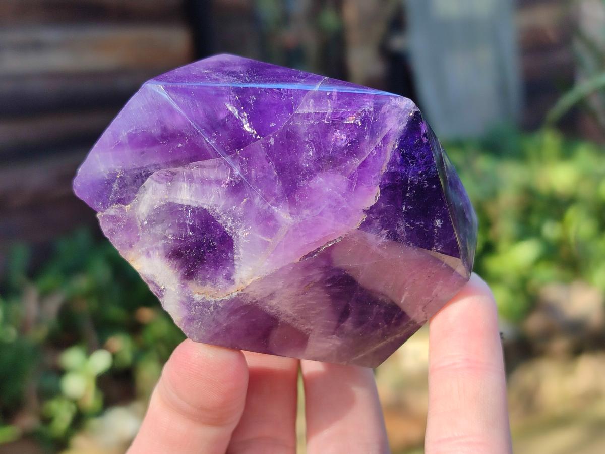 Polished Dark Chevron Amethyst Display Crystals Points x 3 From Zambia - Toprock Gemstones and Minerals 