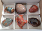 Polished On One Side Polychrome Jasper Nodules x 6 From NW Coast, Madagascar - Toprock Gemstones and Minerals 