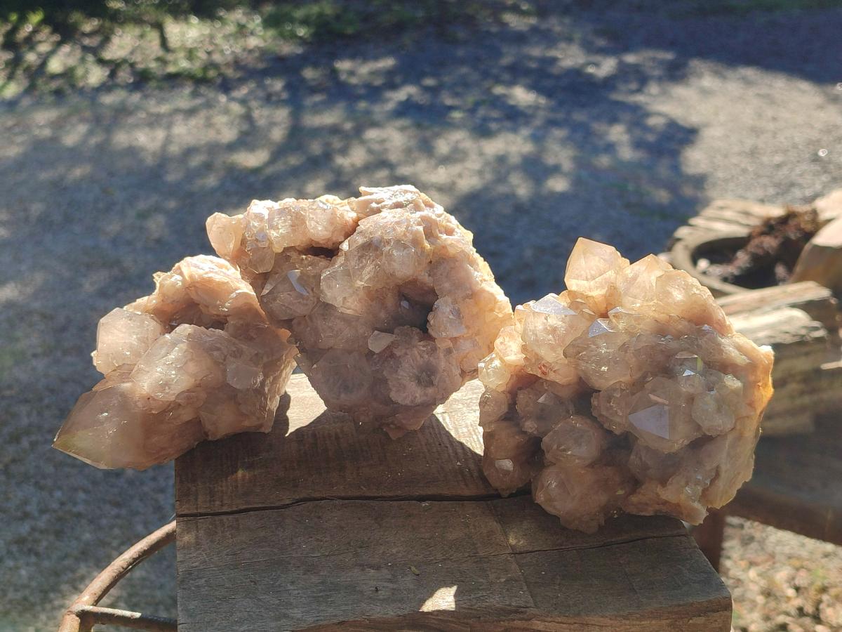 Natural Cascading White Phantom Smokey Luena Quartz Clusters x 3 rom Luena, Congo - Toprock Gemstones and Minerals 