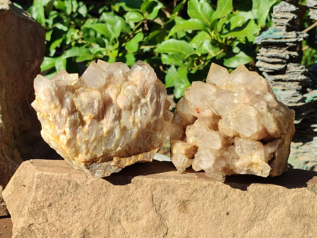 Natural Cascading White Phantom Smokey Luena Quartz Clusters x 3 rom Luena, Congo - Toprock Gemstones and Minerals 