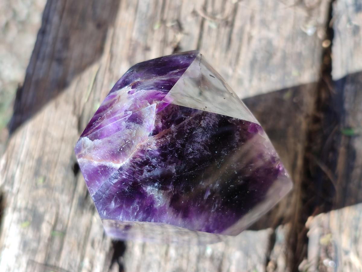 Polished Dark Chevron Amethyst Display Crystal Points x 2 From Mapatizya, Zambia - Toprock Gemstones and Minerals 
