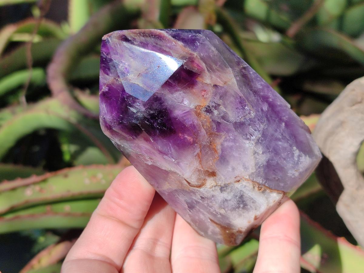 Polished Dark Chevron Amethyst Display Crystal Points x 2 From Mapatizya, Zambia - Toprock Gemstones and Minerals 