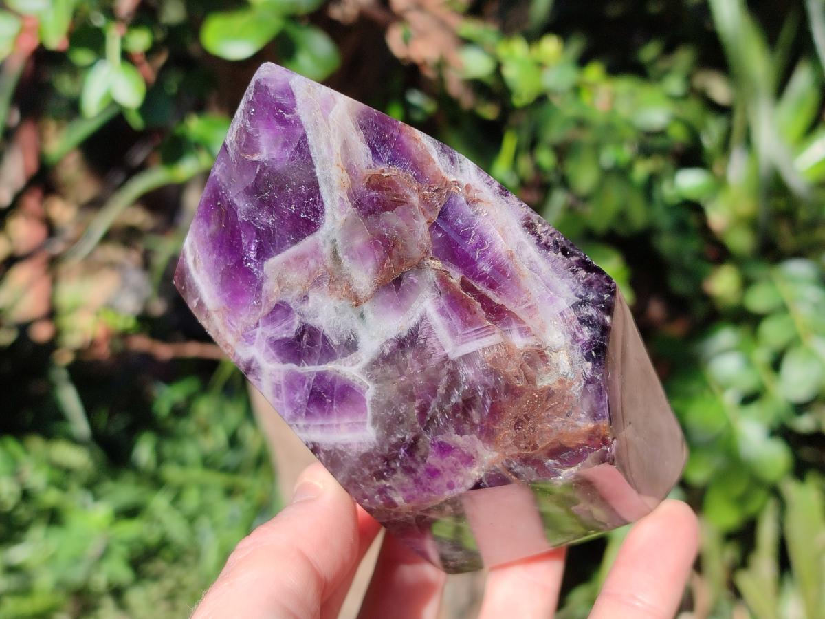 Polished Dark Chevron Amethyst Display Crystal Points x 2 From Mapatizya, Zambia - Toprock Gemstones and Minerals 