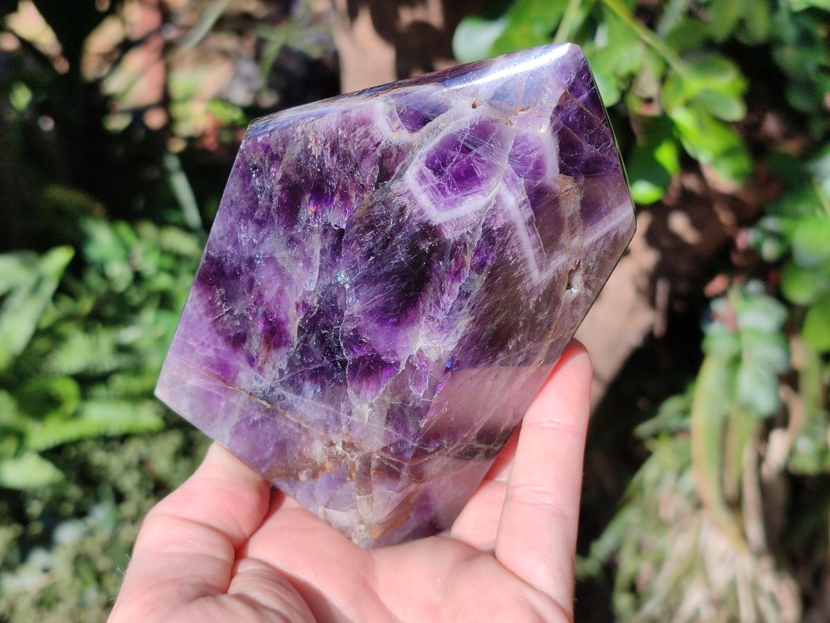 Polished Dark Chevron Amethyst Display Crystal Points x 2 From Mapatizya, Zambia - Toprock Gemstones and Minerals 