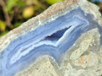 Polished On One Side Blue Lace Agate Geodes x 6 From Nsanje, Malawi - Toprock Gemstones and Minerals 