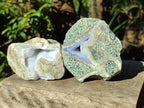 Polished On One Side Blue Lace Agate Geodes x 6 From Nsanje, Malawi - Toprock Gemstones and Minerals 