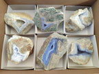 Polished On One Side Blue Lace Agate Geodes x 6 From Nsanje, Malawi - Toprock Gemstones and Minerals 