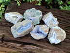 Polished On One Side Blue Lace Agate Geodes x 6 From Nsanje, Malawi - Toprock Gemstones and Minerals 
