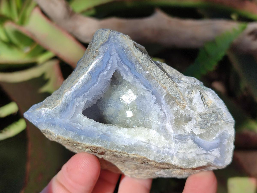 Polished On One Side Blue Lace Agate Geodes x 6 From Nsanje, Malawi - Toprock Gemstones and Minerals 