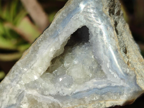 Polished On One Side Blue Lace Agate Geodes x 6 From Nsanje, Malawi - Toprock Gemstones and Minerals 