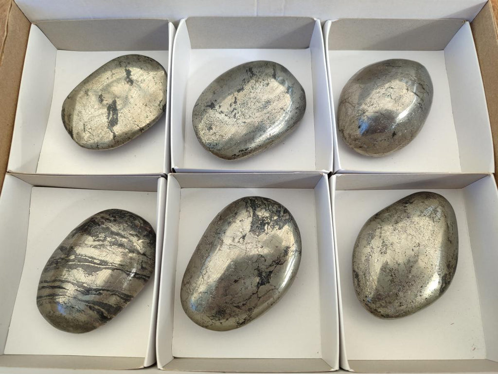 Polished Basalt Pharaoh Stone Galets x 6 From Iron Duke Mine, Zimbabwe - Toprock Gemstones and Minerals 