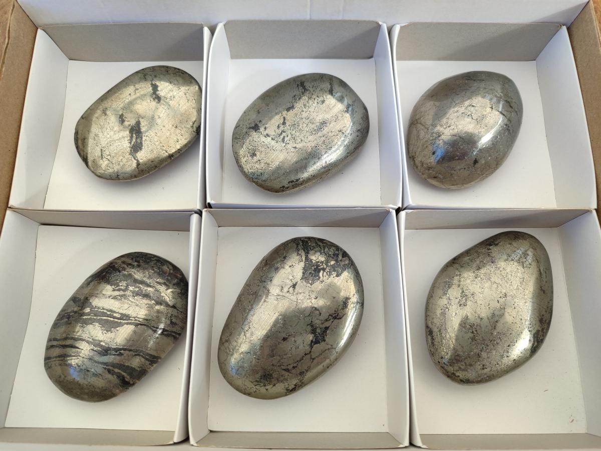 Polished Basalt Pharaoh Stone Galets x 6 From Iron Duke Mine, Zimbabwe - Toprock Gemstones and Minerals 