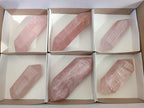 Polished Double Terminated Gemmy Rose Quartz Crystals x 6 From Madagascar - Toprock Gemstones and Minerals 