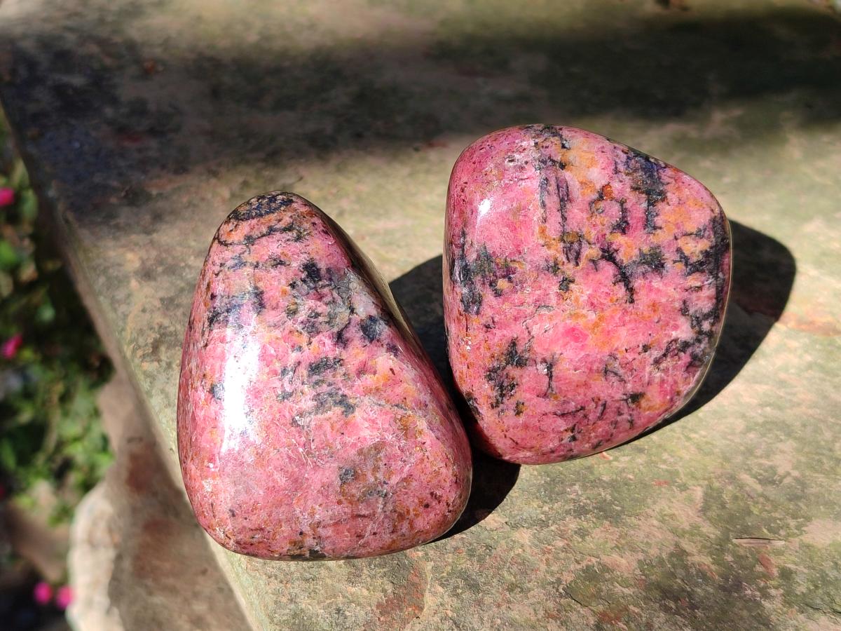 Polished Rhodonite Free Forms x 6 From Rhusinga, Zimbabwe - Toprock Gemstones and Minerals 