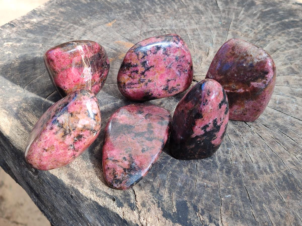 Polished Rhodonite Free Forms x 6 From Rhusinga, Zimbabwe - Toprock Gemstones and Minerals 
