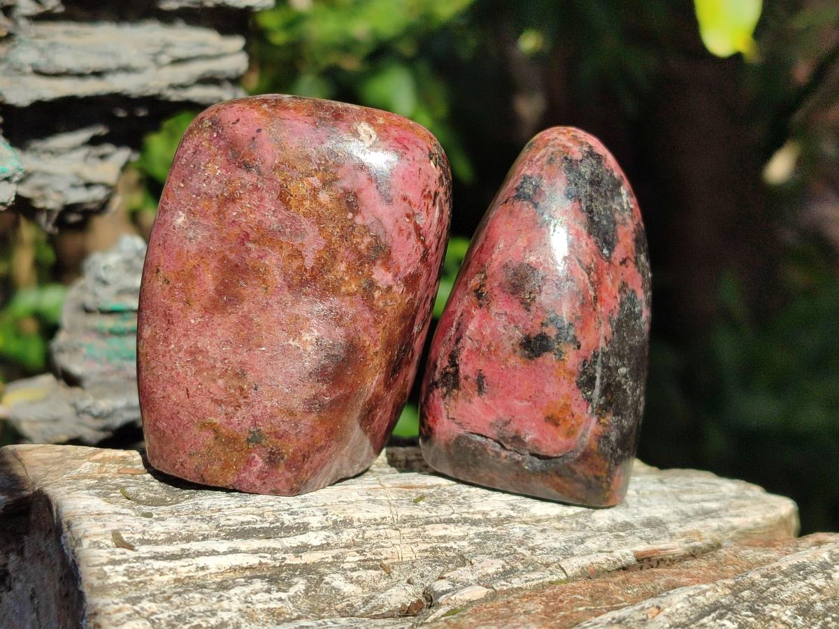 Polished Rhodonite Free Forms x 6 From Rhusinga, Zimbabwe - Toprock Gemstones and Minerals 