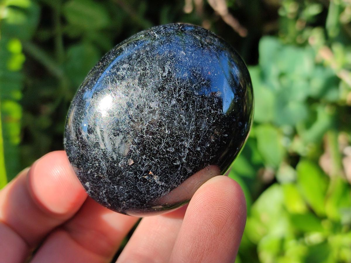 Polished Black Tourmaline Galets x 12 From Madagascar - Toprock Gemstones and Minerals 