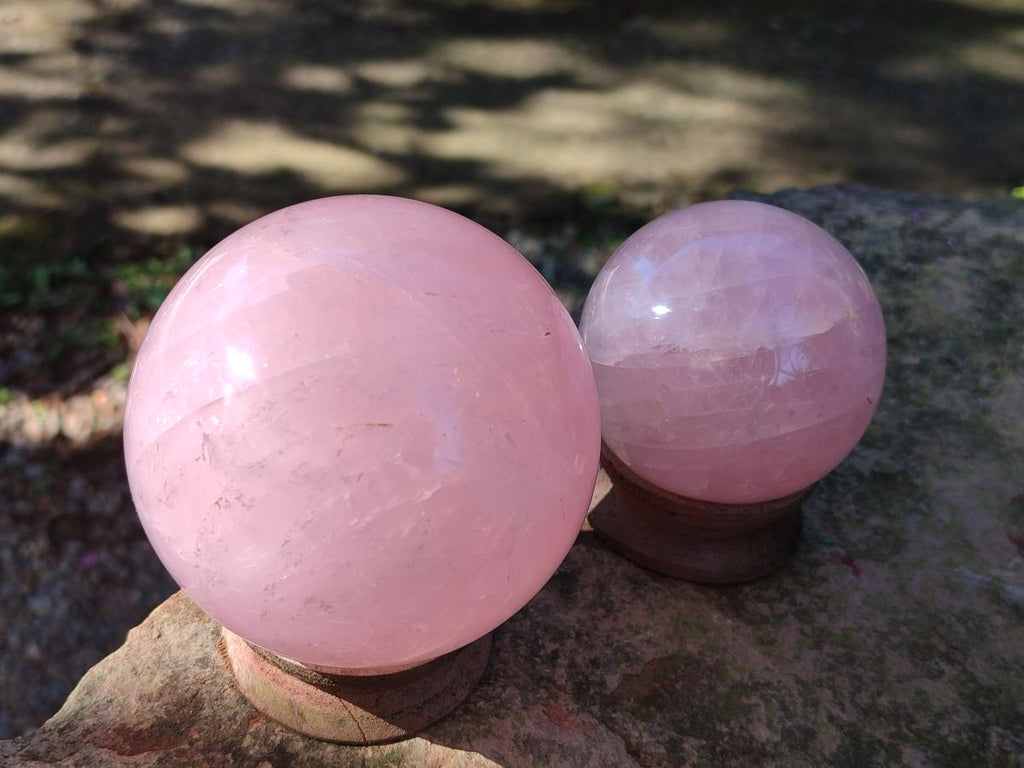 Polished Gemmy Star Rose Quartz Spheres x 2 From Madagascar - Toprock Gemstones and Minerals 