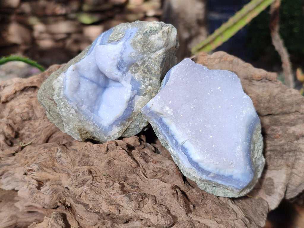 Natural Blue Lace Agate Geode Specimens x 6 From Nsanje, Malawi - Toprock Gemstones and Minerals 