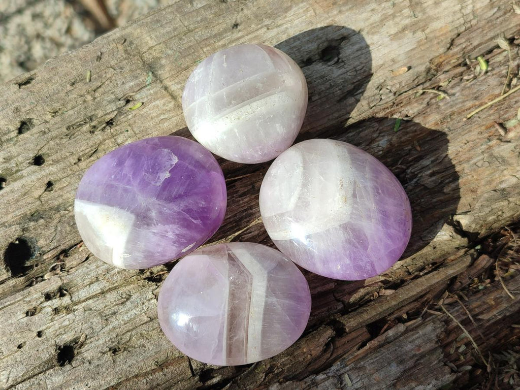 Polished Chevron Amethyst Galets x 40 From Madagascar - Toprock Gemstones and Minerals 
