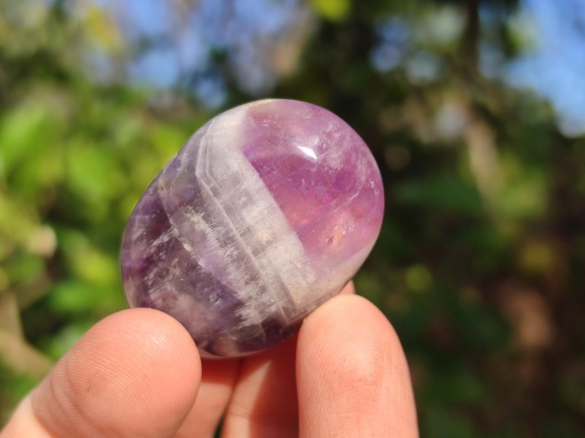Polished Chevron Amethyst Galets x 40 From Madagascar - Toprock Gemstones and Minerals 
