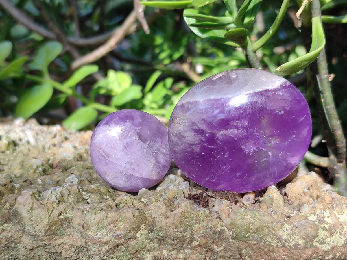 Polished Chevron Amethyst Galets x 40 From Madagascar - Toprock Gemstones and Minerals 